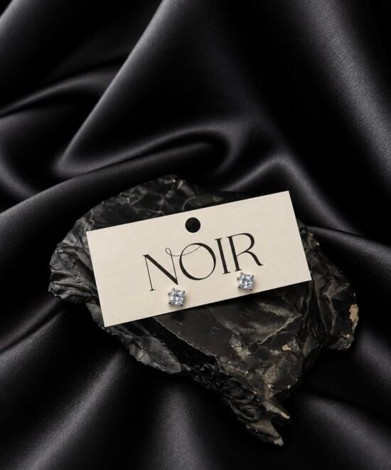 NOIR shiny dot earrings