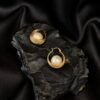 NOIR pearl hoop earrings
